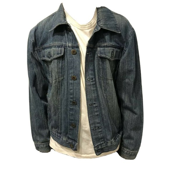 Vintage 70s Pinstripe Denim Jacket - Sentico the Legendary Jean Jacket Size: M - Picture 2 of 7